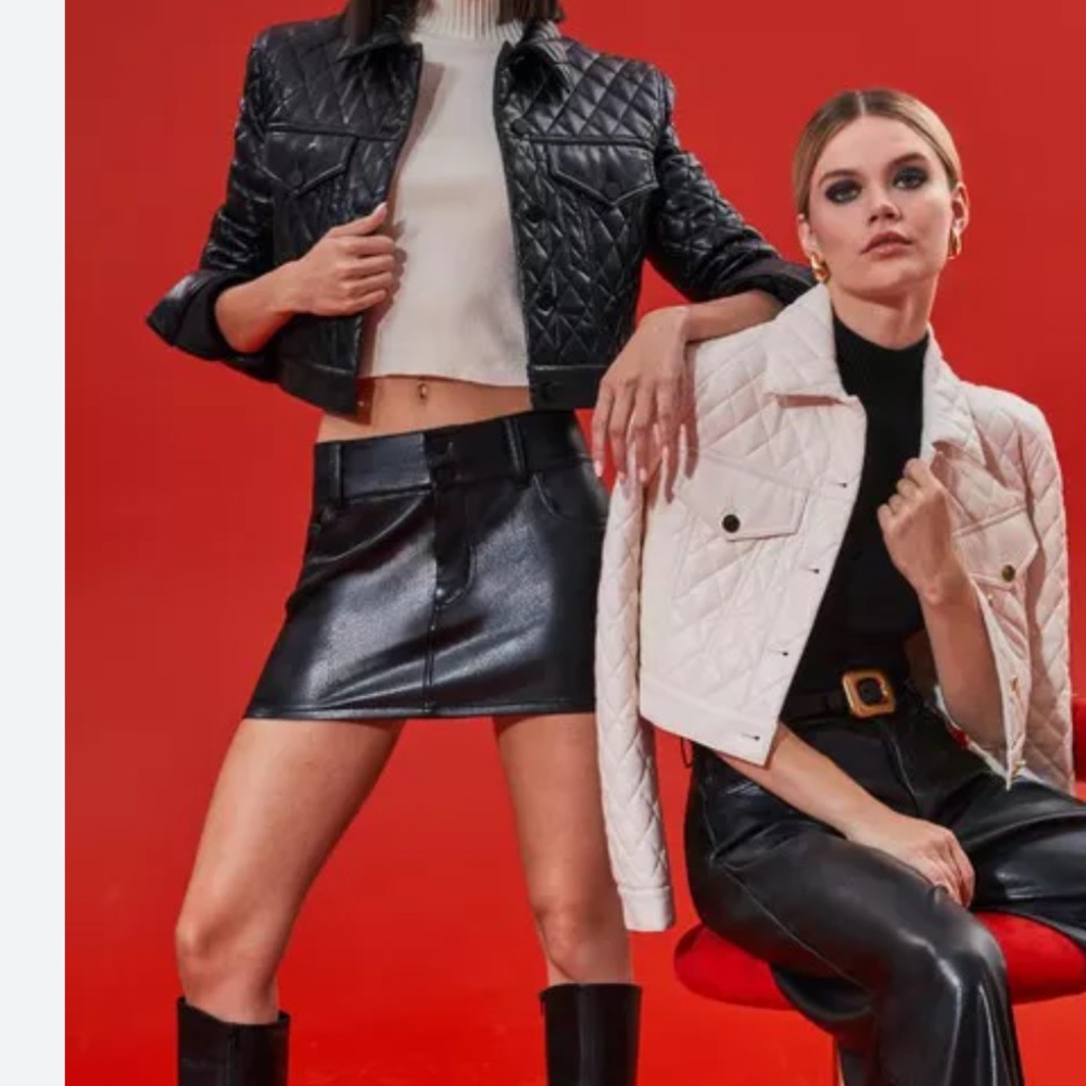 New Alice and Olivia Laika low rise vegan leather skirt